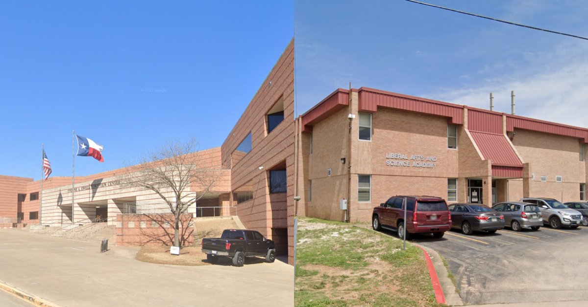 The top Texas high schools by highest average SAT/ACT score: the buildings of the School for the Gifted and Talented and LASA High School.