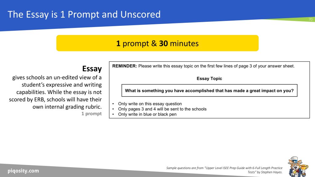 isee lower level essay prompts