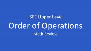 isee order of operations