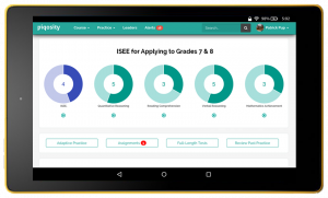 ISEE Middle Level Practice Tests on tablet for Grades 7 & 8