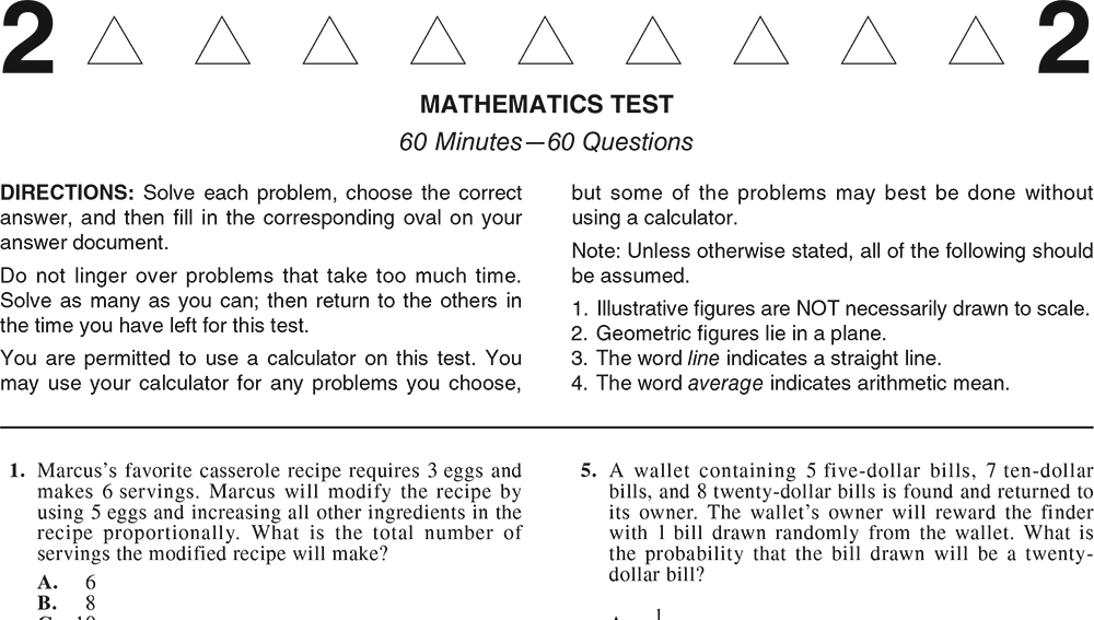 ACT Practice Test 2020 1874FPRE Math Test Page 1