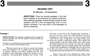 Excerpt from 2015-2016 official ACT Practice Test Reading