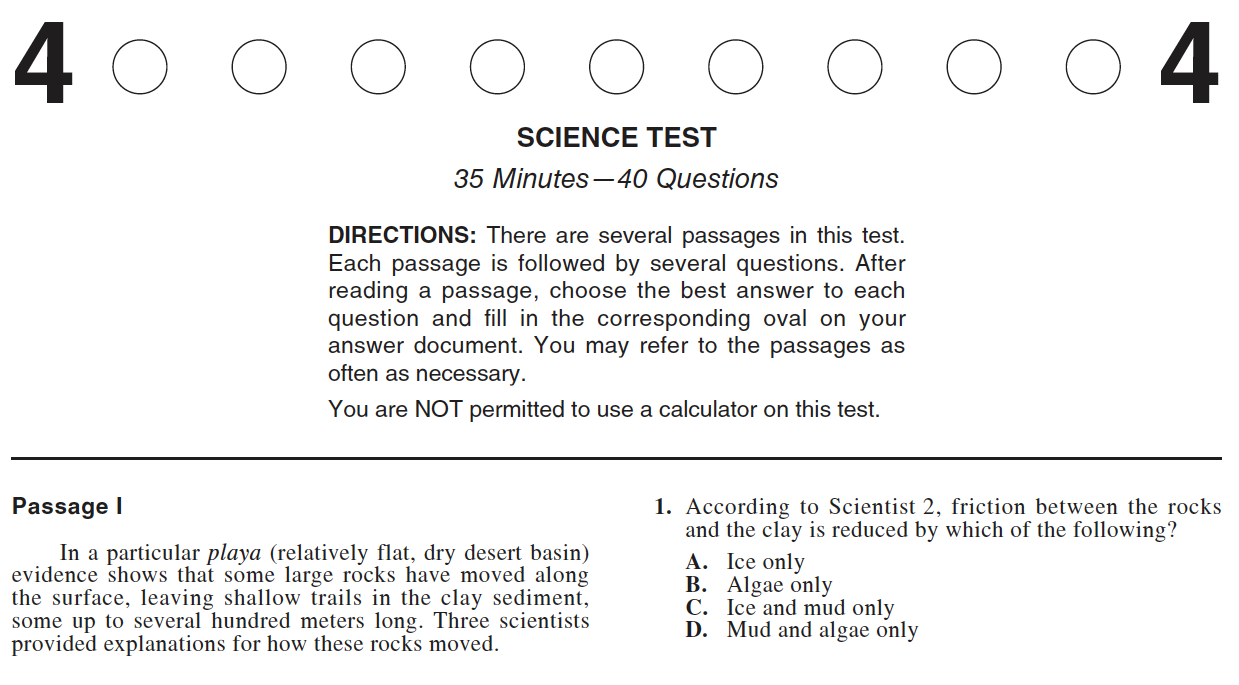 ACT Practice Test 2015-2019 1572CPRE Science Test Page 1