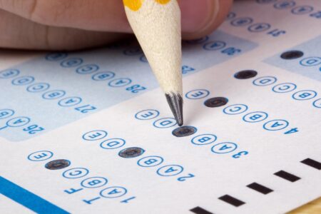 Pencil filling standardized testing scantron